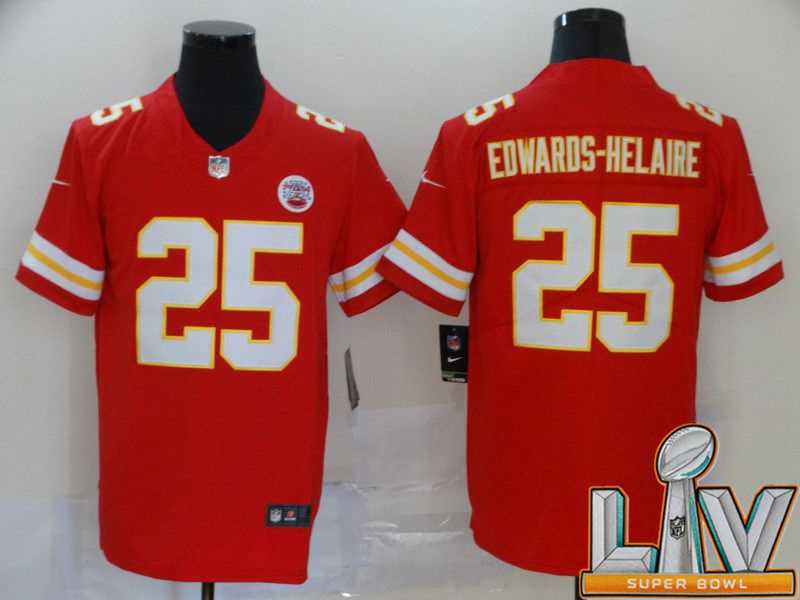 Super Bowl LV 2021 Men Kansas City Chiefs 25 Edwards-Helaire Red Nike Vapor Untouchable Stitched Limited NFL Jerseys